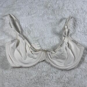 Skims Cotton Logo Underwire Bra Bone Off White 32D Adjustable Straps RN158973